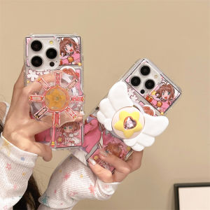 เคสโทรศัพท์มือถือแบบแม่เหล็กแบบหมุนได้สำหรับ iPhone 15 pro Max Apple 13 14 12 pro รุ่นใหม่ 13 pro Laser Heart 14 pro ป้องกันการตกหล่น