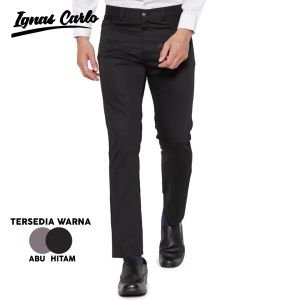 Celana Panjang Kantor Pria Abu Formal Bahan Drill Slimfit Dewasa Saku Jeans 27-36 - IGNAS CARLO
