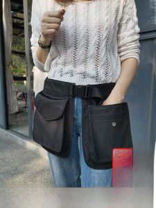 Multifunctional Lightweight Nylon Sports Waist Bag Outdoor Fashion Trendy Style with Zipper Waterproof Oxford Cloth Belt Decoration