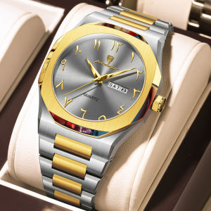 POEDAGAR luxury watch for mens waterproof fashion stainless steel calendar casual wristwatch
