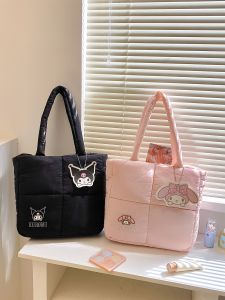 Sanrio Lightweight down Cloth Shoulder Bag Fashion Casual Commuter Shopping Bag Handbag for Women Cotton Material Large Size