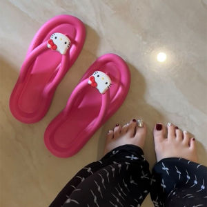 Dễ Thương Dép Kitty Thông Đáy Bằng Đi Biển Mùa Hè Phong Cách Mới Thoải Mái Dễ Thương Vỏ Chân Guốc Chất Liệu EVA Giày Trẻ Trung
