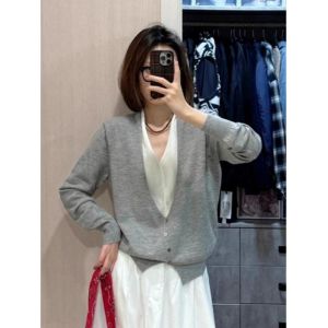 Early Autumn Fashion Large Size Knitted Sweater And Mini Skirt Set Grey Color Two-Piece Ensemble Casual Style Versatile Wear