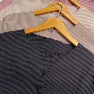 Brnj Cardigan Crop Rajut Wafle Lengan Panjang Wanita Korean Style Outer OOTD Hijab Kekinian Terbaru