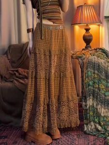 Elegant Heavy-Lace Design Gentle Style High-Waist Midi Skirt Womens Spring New Fashion Commute Korean Straight-Line Body Shape