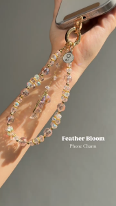 GALADO Feather Bloom Phone Charm Pink 18K Gold Rose