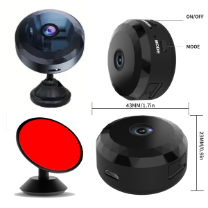 Smart Wireless Camera Black Mini Surveillance Camera WiFi Rechargeable Battery Long Standby Time Portable Security Protection Anti-Theft Magnetic Mount 360 ° Rotating bracket monitors every corner