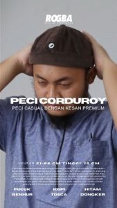PECI CORDUROY ROGBA Peci Cap Mikihat Kopiah Sholat Shalat Solat Pria Songkok Kopiah by ROSAL