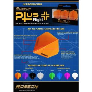 ROBSON Plus Darts Flight - 10 Colors Standard Plus Flight for all nylon shafts 3Pcs/Pack (SAYAP ARROW)