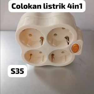 S35 ORI STOP KONTAK 4IN MULTIFUNGSI 4LUBANG DAN SWITCH COLOKAN LISTRIK ON/OFF OMBOL DENGAN SAKRAL S