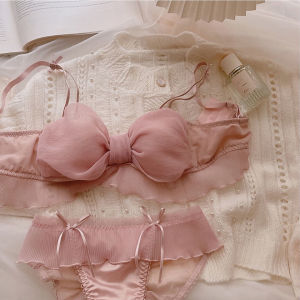 ชุดชั้นในสายเดี่ยวสไตล์ญี่ปุ่น ผูกโบว์ผีเสื้อ ไม่มีวงแหวน ชุดชั้นในนักเรียนสาวหวาน ป้องกันการหย่อนคล้อย