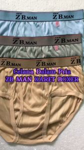 3 Pcs CD Celana Dalam Pria Dewasa Bahan Katun Jumbo Karet Boxer Merk ZB Man Ukuran M L XL XXL XXXL