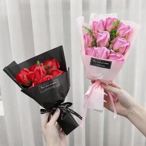 1/2Pcs Silk Soap Flower Rose Bouquet Artificial Flower for Home Wedding Birthday Party Valentines Day DIY Gift Home Decoration