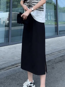 กระโปรงทรงเอสีดำ ทรงยาวปานกลาง ทรงเอ สำหรับผู้หญิง ฤดูใบไม้ผลิและฤดูใบไม้ร่วง ทรงสลิม เอวสูง ผ้าโพลีเอสเตอร์