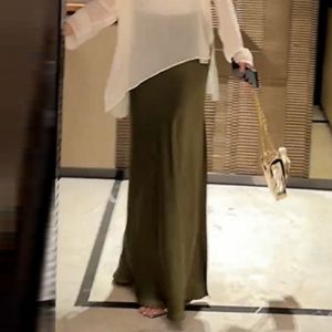 Summer Fashion Thin Long Sleeve Sun Protection T-Shirt Womens High Waist Acetate Halter Skirt Set Polyester Fiber round Neck