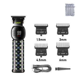 VGR | VGR New Professional Electric Push Hair Clipper LED Intelligent Digital USB Hair Trimmer Ceramic Stainless Steel Slade V-185