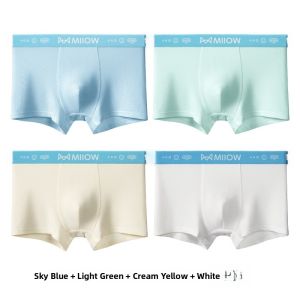 Miiow | Childrens Ice Silk Underwear Teenage Development Stage Flat Angle Pants Non-Gendered Comfortable Fit Four Corner Briefs