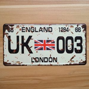 SYF-A136VintageCarPlate SYF-A136 Retro License Plate "UK-003 London England" 15x30cm - Metal Tin Sign