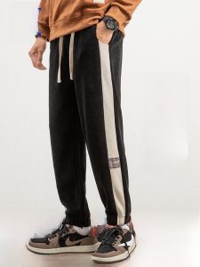 ROMON | Romon Mens Corduroy Pants Thickened Autumn Winter Loose Fit Sports Casual Long Trousers Trendy Brand Sweatpants Youthful