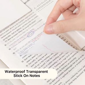 50 Pieces of Transparent Note Pad Waterproof Transparent Note/Bookmark Marker Note Supplies