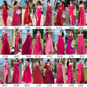 Elegant Loose Neck Hang Pink Dragon Fruit Red Dress