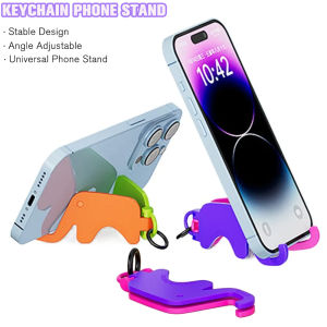 1PC Mini Elephant Keychain Phone Stand Foldable Mobile Phone Holder Cute Portable Keyring Desk Phone Bracket for IPhone Samsung