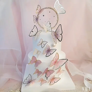 10Pcs Butterfly Birthday Cake Insert Decor/Simulation Butterflies Cardboard Cakes Toppers