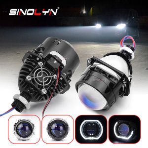 2.5 Inch Blue Bi LED Projector Lens Headlamp 80W H4 H7 H1 9005 9006 LED Angel Eyes DRL Halo Rings Car Motorcycle Retrofit Accessories