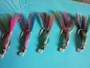 3 Pieces : #14 /#15 / #16 VMC Fly Fishing baits luminous head with 3D EYES for Mackerel Tuna or Tulingan Philippine N Skipjack family..