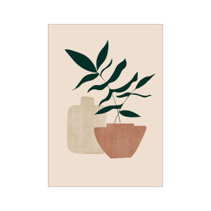 Nordic Abstract Geometric Watercolor Vase Plant Leaf Decorative Painting Self Adhesive Sticker Artwork for Bedroom