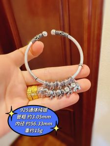Handmade 925 เงินสเตอร์ลิงสร้อยข้อมือช้างชุดห้าเปิด ข้อมือเสื้อ สร้อยข้อมือ Lucky Elephant Vintage นําเข้า Craftwork
