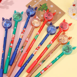 5ชิ้นปากกาหมึกเจลคริสต์มาสน่ารักกวางเรนเดียร์ซานตา0.5มม. สีดำปากกาเป็นกลางโรงเรียนสำนักงานเครื่องเขียนของขวัญคริสต์มาส