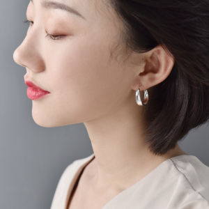 Middle-Aged and Elderly Earrings Female 999 Pure Silver Ear Ring to Give Mom Grandma Earrings Glossy Silver Earrings Ear Clip Anti-Allergy