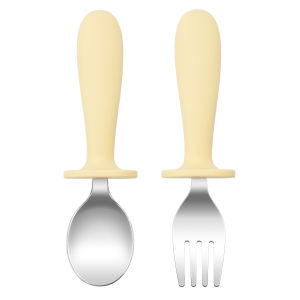 Color Kids 2PCS Stainless Steel Spoon Fork Set Dishwasher Safe BPA Free Utensils Baby Feeding Cutlery  Baby Newborn Items