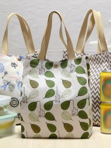 Large A4 Cotton Linen Waterproof Tutoring Lunch Bag Canvas Handheld Storage Pouch Single Shoulder Small Carryall Bag