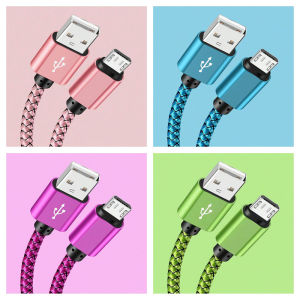 สาย Micro USB Data Sync 2A Fast CHARGING 1M 2M 3M ไนลอน Braided Charger CABLE สําหรับ Samsung Huawei HTC Android USB Micro โทรศัพท์