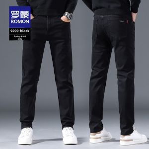 Lormen Mens Jeans Straight Leg Casual Elastic Versatile Slimming Long Pants Fashionable Spring New Style Cotton Polyester Blend