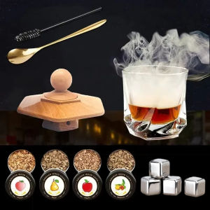 Cocktail Smoker Kit Whiskey Wooden Smoked Wood Hood Smoker With 4 Flavor Wood Chips For Drinks Kitchen Bar Accessories Tools