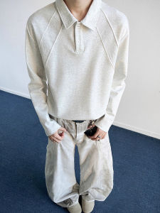 Áo Thun Polo Tay Dài Màu Trắng Xám Phong Cách Mỹ Dành Cho Nam Mùa Thu Cao Cấp Cổ Polo Tay Dài Chất Liệu Polyester Thường Ngày