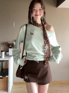 WESTAYONE | Dropped Shoulder Waist-Tied Loose Casual Sweater Skirt Pants Polka Dot Scarf