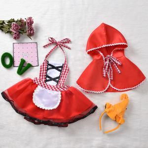 Boyroom 0-24months 2Pcs Baby Girl Halter Plaid Dress Red Cloak Little Red Riding Hood Outfits Party Cosplay Costume