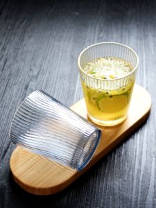 Heat Resistant Tempered Glass Cup Simple Colorful Stripes Flat Bottom Lemon Tea Cup Juice Drinkware Restaurant Water Cup