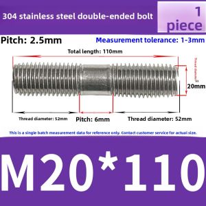 JISHUO | SUS304 Stainless Steel Double-Ended Stud GB901