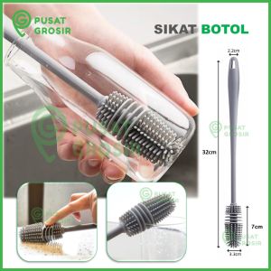 Sikat Botol silikon gagang panjang pembersih gelas tumbler serbaguna cuci botol bayi aman anti lecet mudah digunakan brush cleaner bottle