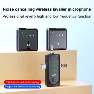Wireless Lavalier Microphone 3in1 2.4G Mini Wireless Mic with Noise Reduction for IPhone Android Audio Recording Podcast Live