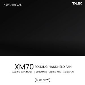 Tylex XM70 Handheld Fan Foldable 3000mAh Rechargeable USB Fan Suitable For Commute Travel Camping Mini Fan Turbo Fan