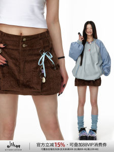 JIKOO Vintage Velvet กระโปรงสั้น ผู้หญิง เฮฟวี่เวท ลำลอง แฟชั่นครึ่งตัว กระโปรง สตรีทสไตล์ ฮิปฮอป ธรรมชาติ เอว ทรงเอ