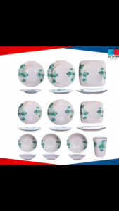 Emerald Leaf Melamine  Dinnerware Plate Mangkok Bowl Plate tumbler Spoon green Giftable Platito hig.