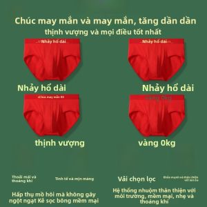 MiiOW | Quần lót nam màu đỏ MiiOW Cotton nguyên chất cạp vừa kháng khuẩn mùa xuân 2025 quần lót nam màu trơn cỡ lớn