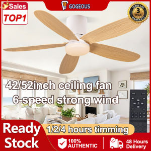GOGEOUS Nordic ceiling fan with light modern 42inch ceiling fan with led lights with remote 3colors diming 6 speed wind industrial ceiling fan DC Motor ceiling fan heavy duty ceiling lights with fan for living room Kitchen Dining Bedroom